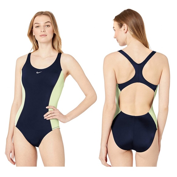 Nike Color Surge Powerback One Piece Open Cut Racerback Bathing Suit - Picture 1 of 7